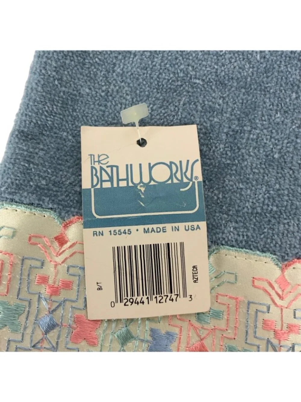 Barth Dreyfuss Bath & Washcloth Set Cotton Powder Blue With Applique Embroidery